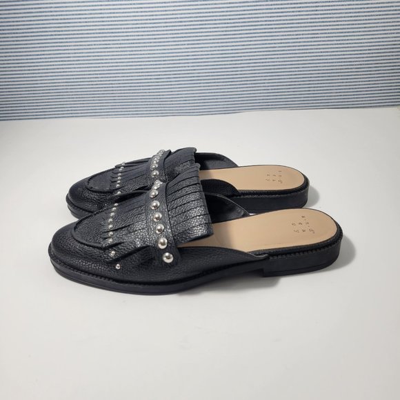 A New Day Women's Black Karoline Studded Fringe Backless Loafer Mules Size 6 - Picture 3 of 10